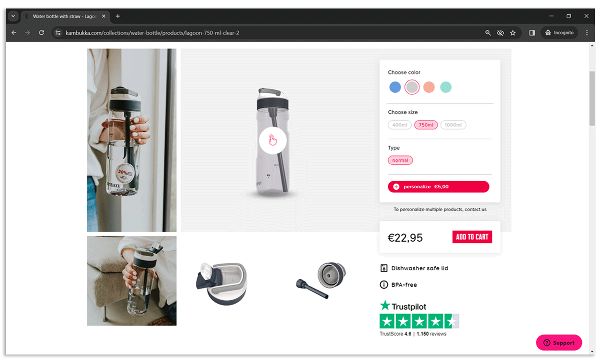 Kambukka checkout screenshot