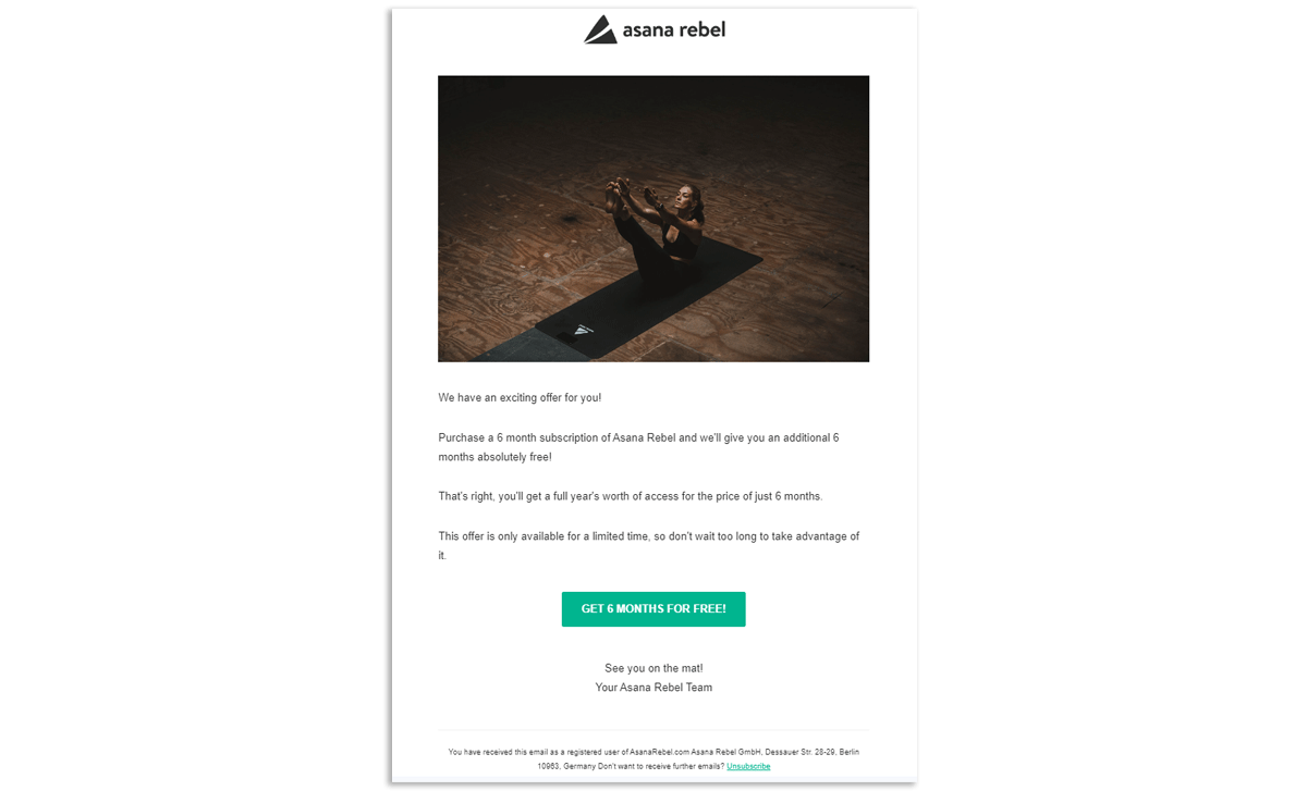 Asana Rebel email screenshot